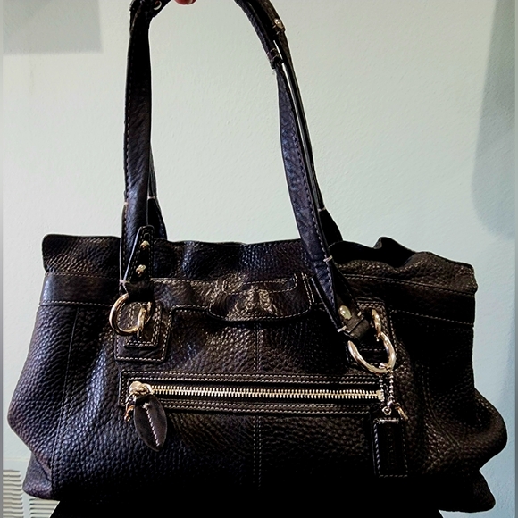 COACH | Penelope Black Handbag Shoulder Bag | Ruffle Top Pebbled Leather | Y2K - Picture 3 of 13